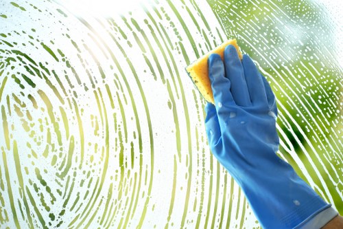 Local cleaning team working in a Waterloo shared corridor